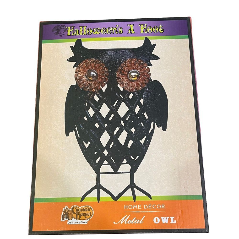 Cracker‎ Barrel Halloween's A Hoot Metal Owl Sculpture Figurine Prop Decoration